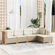 Afuera Living Contemporary Synthetic Poly Rattan 5 Piece Sofa Set in Cream/Beige