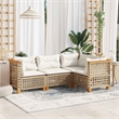 Afuera Living 4 Piece Poly Rattan Small Sofa Set in Cream/Beige