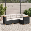 Afuera Living 4 Piece Poly Rattan Small Sofa Set in Black/Cream