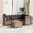 Afuera Living Contemporary Synthetic Poly Rattan 5 Piece  Sofa Set in Gray