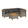 Afuera Living Contemporary Synthetic Poly Rattan 5 Piece  Sofa Set in Gray