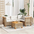 Afuera Living Contemporary 5 Piece Poly Rattan Sofa Set in Beige