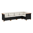 Afuera Living Contemporary 5 Piece Poly Rattan Sofa Set in Black/Cream