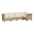 Afuera Living Contemporary 5 Piece Poly Rattan Patio Sofa Set in Beige