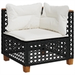 Afuera Living Contemporary 5 Piece Poly Rattan Sofa Set in Black/Cream