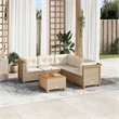 Afuera Living Contemporary Synthetic Poly Rattan 6 Piece  Sofa Set in Beige