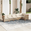 Afuera Living Contemporary 6 Piece Poly Rattan Sofa Set in Beige