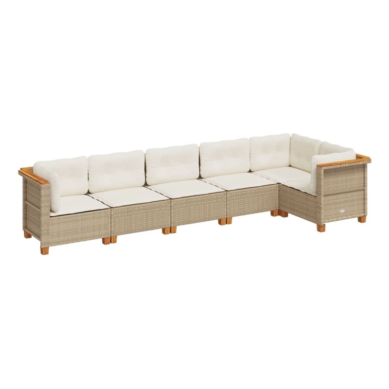 Afuera Living Contemporary 6 Piece Poly Rattan Sofa Set in Beige