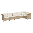 Afuera Living Contemporary 6 Piece Poly Rattan Sofa Set in Beige
