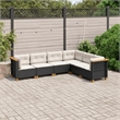 Afuera Living Contemporary 6 Piece Poly Rattan Sofa Set in Black/Cream