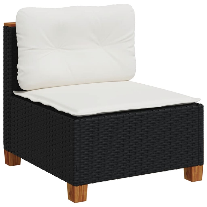 Afuera Living Contemporary 6 Piece Poly Rattan Sofa Set in Black/Cream