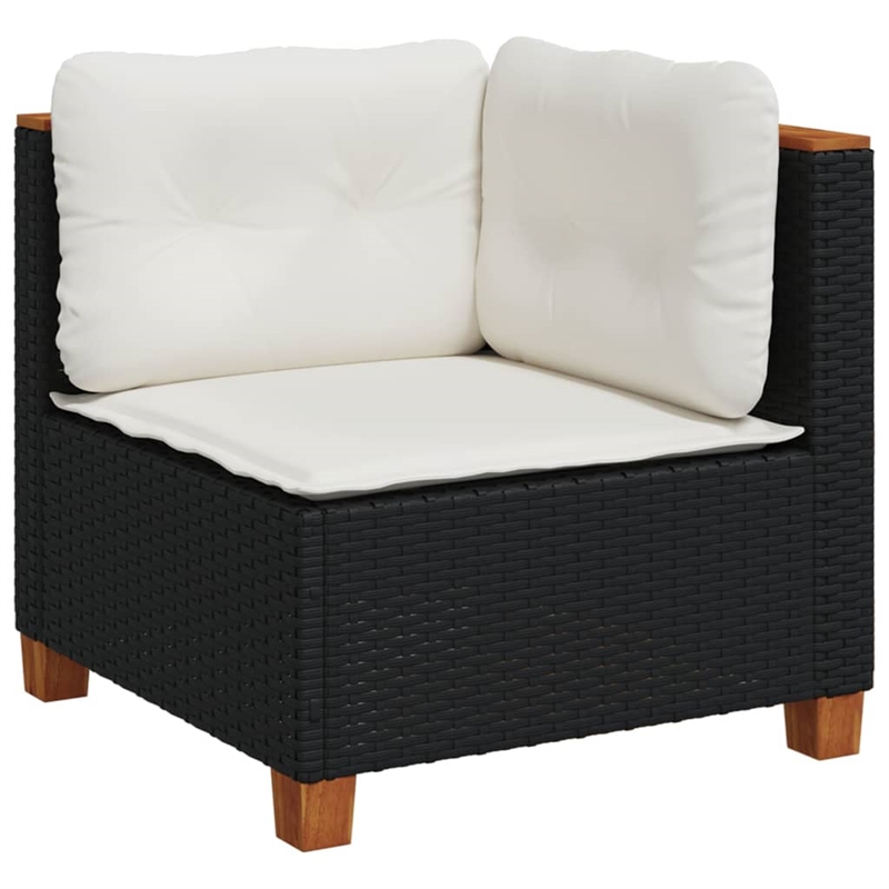 Afuera Living Contemporary 6 Piece Poly Rattan Sofa Set in Black/Cream