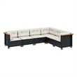 Afuera Living Contemporary 6 Piece Poly Rattan Sofa Set in Black/Cream