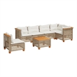 Afuera Living Contemporary Synthetic Poly Rattan 7 Piece  Sofa Set in Beige