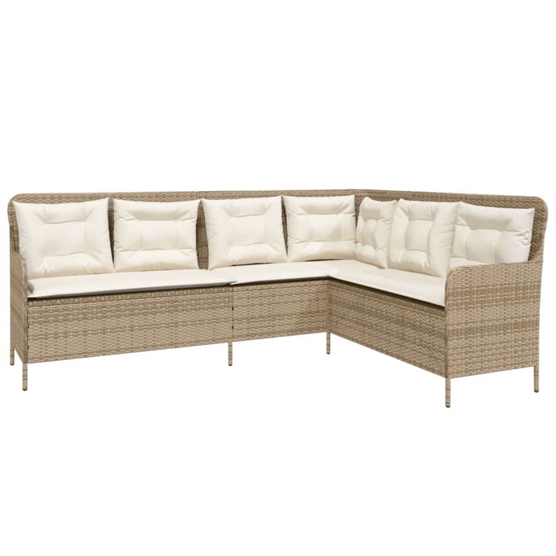 Afuera Living Poly Rattan Patio Sofa Set in Brown/Cream/Beige