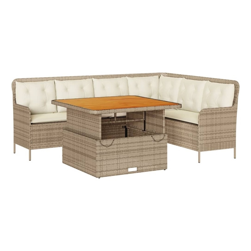 Afuera Living Poly Rattan Patio Sofa Set in Brown/Cream/Beige