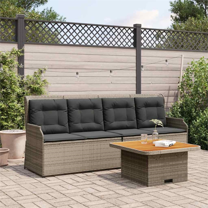 Afuera Living Contemporary Poly Rattan Garden Lounge Set in Gray/Brown