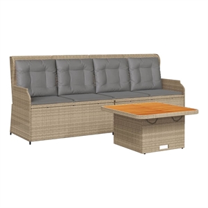 Afuera Living 3 Piece Poly Rattan Small Lounge Set in Gray/Brown/Beige