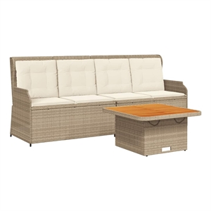 Afuera Living Contemporary 3 Piece Solid Acacia Wood Lounge Set in Beige
