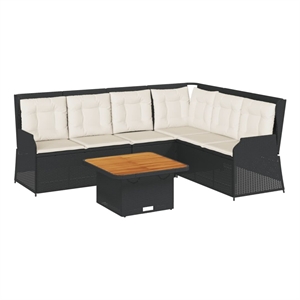 Afuera Living Contemporary 5 Piece Steel Lounge Set in Black/Brown/Cream
