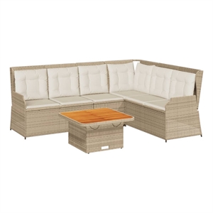Afuera Living Contemporary 5 Piece Lounge Set in Brown/Beige
