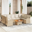 Afuera Living Contemporary 7 Piece Poly Rattan Lounge Set in Brown/Beige