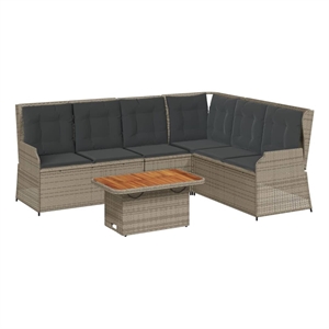 Afuera Living Contemporary 5 Piece Large Garden Lounge Set in Gray/Brown