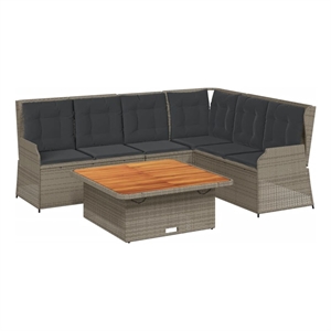 Afuera Living 5 Piece Solid Acacia Wood Garden Lounge Set in Gray/Brown