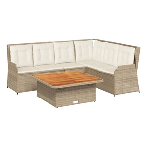 Afuera Living Contemporary 5 Piece Lounge Set in Brown/Beige