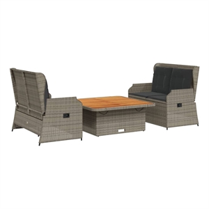 Afuera Living 3 Piece Solid Acacia Wood Garden Lounge Set in Gray/Brown