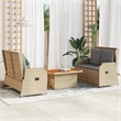 Afuera Living 3 Piece Poly Rattan Medium Lounge Set in Gray/Beige