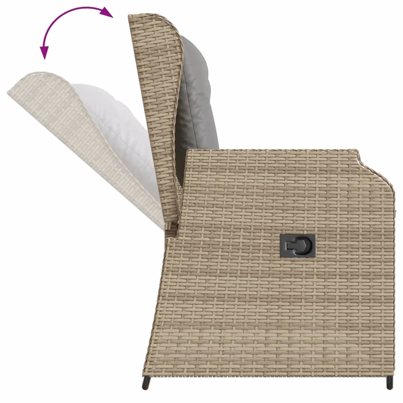 Afuera Living 3 Piece Poly Rattan Medium Lounge Set in Gray/Beige