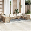 Afuera Living Contemporary 10 Piece Poly Rattan Sofa Set in Cream/Beige