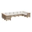 Afuera Living Contemporary 10 Piece Poly Rattan Sofa Set in Cream/Beige
