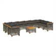 Afuera Living Contemporary 11 Piece Poly Rattan Sofa Set in Gray