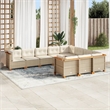 Afuera Living Contemporary 10 Piece Poly Rattan Sofa Set in Beige