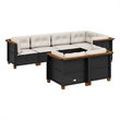 Afuera Living Contemporary Synthetic Poly Rattan 7 Piece Sofa Set in Black