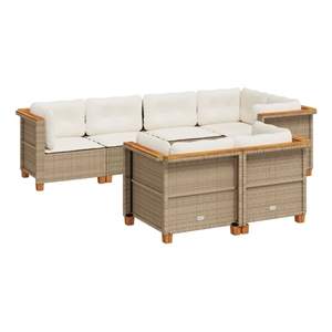Afuera Living Contemporary 7 Piece Steel Sofa Set in Cream/Beige