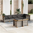Afuera Living Contemporary 8 Piece Poly Rattan Sofa Set in Gray