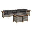Afuera Living Contemporary 8 Piece Poly Rattan Sofa Set in Gray