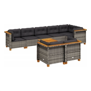 Afuera Living 9 Piece Solid Acacia Wood Small Sofa Set in Gray