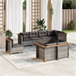 Afuera Living Contemporary 8 Piece Poly Rattan Large Sofa Set in Gray