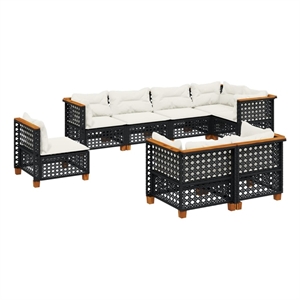 Afuera Living Contemporary 8 Piece Poly Rattan Sofa Set in Black