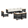 Afuera Living Contemporary 8 Piece Poly Rattan Sofa Set in Black