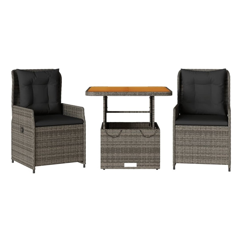 Afuera Living Contemporary Poly Rattan Bistro Set in Gray/Brown