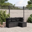 Afuera Living Contemporary 4 Piece Poly Rattan Sofa Set in Black