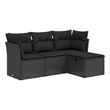 Afuera Living Contemporary 4 Piece Poly Rattan Sofa Set in Black