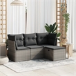 Afuera Living Contemporary 4 Piece Poly Rattan Sofa Set in Gray