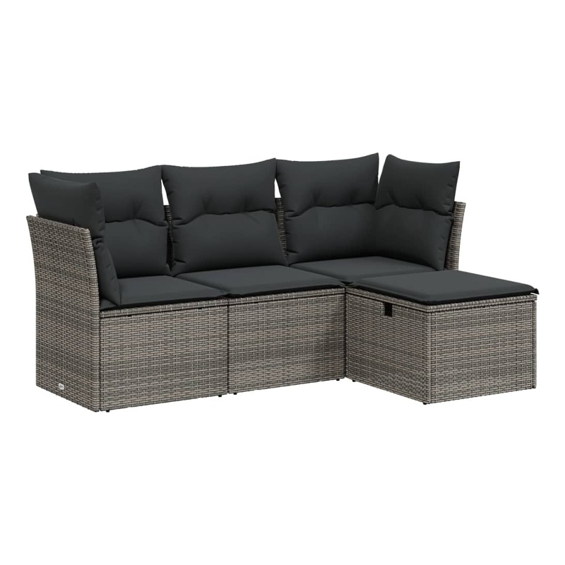 Afuera Living Contemporary 4 Piece Poly Rattan Sofa Set in Gray