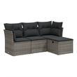 Afuera Living Contemporary 4 Piece Poly Rattan Sofa Set in Gray